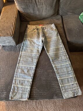 Supreme Light Blue Striped Straight Jeans